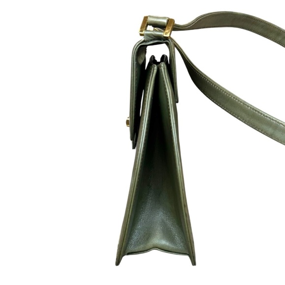 Vintage Mario Valentino Heritage Olive Green Leather Structured Crossbody Bag - Picture 6 of 10